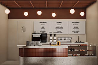 design 3d coffee shops, tea houses, pastry shops, restaurants, and cafes