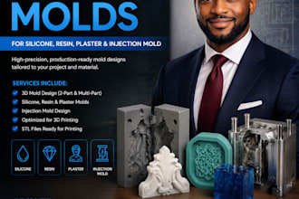 design custom 3d printable molds for silicone, resin, plaster and injection mold