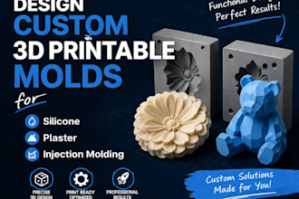 design custom 3d printable molds for silicone, resin, plaster and injection mold
