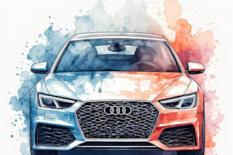 create a custom watercolor car portrait