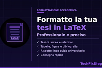 formatto la tua tesi o documento accademico in latex