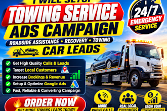 setup towing service ads campaign roadside assistance recovery towing car leads