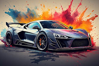 illustrate a custom watercolor car portrait