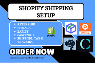 setup shopify shipping tax duties 17track aftership zapiet track123 parcewill