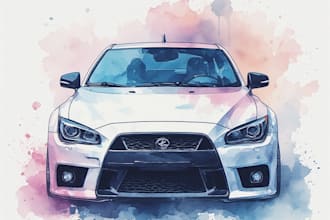 create a stunning watercolor car illustration