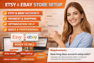 create and setup your etsy shop and ebay seller account professional