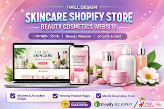 design skincare shopify store, beauty cosmetics website, cosmetic shopify store