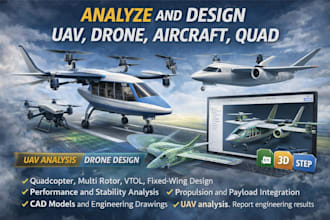 analyze and design uav, drone, aircraft, quad