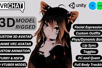 create custom vrchat avatar 3d model anime vrc avatar vr character furry avatar