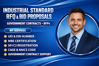 create an industrial standard price rfq, bid peposal, government contract, rfp