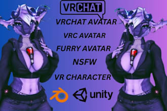 do custom vrchat furry avatar fursona facial rig 3d model vrc anime nsfw avatar