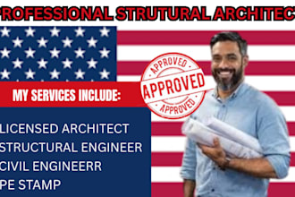 act as licensed architect civil structural engineer with pe stamp seal in ny,fl