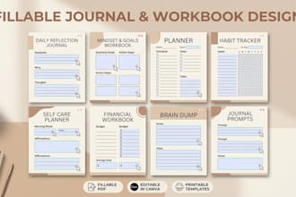 design fillable journal pdf form, workbook canva design prayer journal, notebook