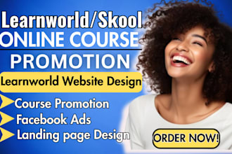 do online course promotion, learnworld skool course marketing, facebook ads