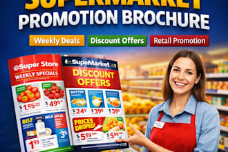 design supermarket discount promotion brochure for grocery or mini mart editable