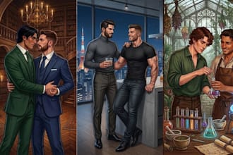 draw semi realistic gay romance couple illustration mm romance book cover art