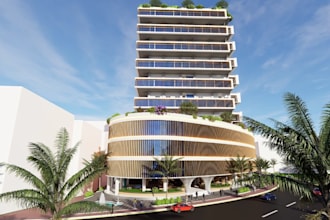 renovation of 3d mixed use development,high rise building,rooftop garden render