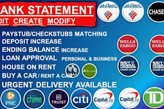 design bank statement for loan or rent or apartment