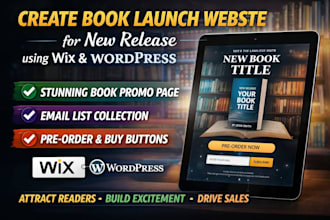 design book author website for new release using wix, wordpress or squarespace