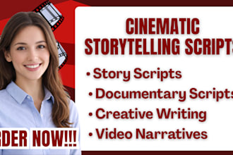 write cinematic storytelling scripts for video content