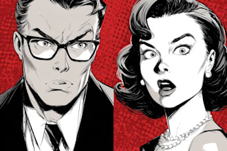 illustrate original comic story scene