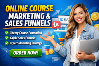 online course marketing, udemy course sales funnel, kajabi teachable marketing
