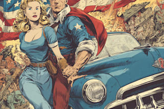 draw detailed comic splash page illustration