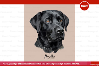 draw a realistic digital pet portrait from your photo