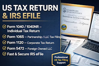 prepare and irs efile US tax return 1040 1065 1120 5472 for llc, business, fast
