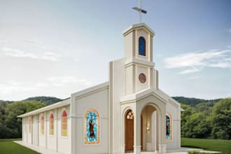 create 3d church interior and exterior design, church renovation, 3d rendering
