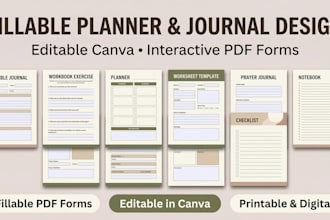 design fillable and digital planners journal and canva notebook