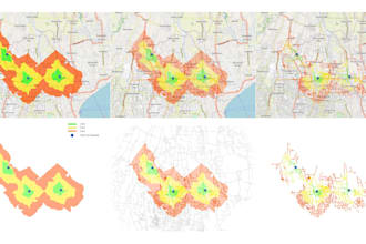 create gis service area, isochrone map, or buffer analysis