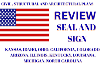 draw review and stamp architectural civil and structural drawing ne ks la ia ky