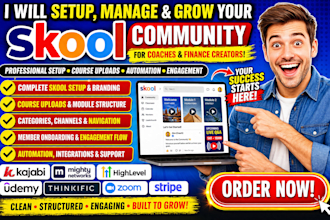 setup your skool community upload your skool course to increase skool members