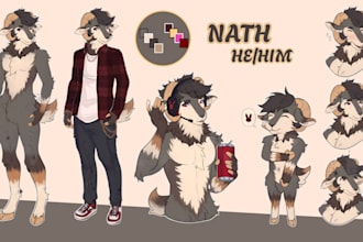 draw furry ref sheet, anthro ref sheet, nsfw ref sheet, fursona design,oc design