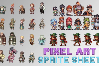 make pixel art sprite sheet animation for 2d game character indie video games