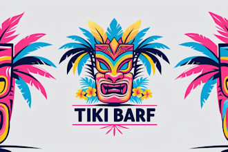 do cretive surfing tiki bar logo 1 day