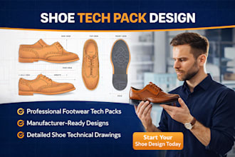 design and create fashion shoe tech pack design
