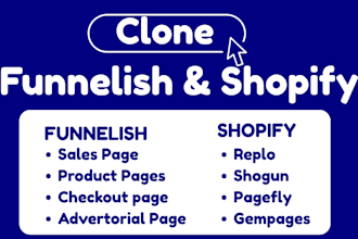 clone funnelish advertorial page product page shopify store pagefly gempages