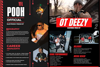 design a professional music epk, press kit and media kit for artists