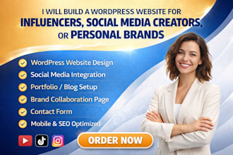 build wordpress influencer social media content creator website
