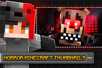 design a dark horror minecraft thumbnail
