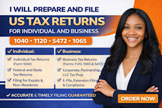 do US tax filing, US tax return, llc tax, business tax 1120 and 5472