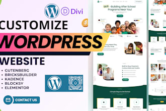 customize divi, gutenberg, blocksy, kadence, bricks builder on wordpress website