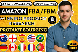 do  amazon product fba product research, product sourcing va management