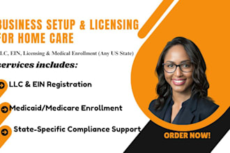 set up home care, non medical, license, and medical enrollment in any US state