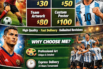 do professional football illustration, soccer artwork, and custom football art