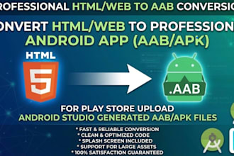 convert website or HTML to android app with apk and aab