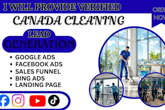 generate canada cleaning leads commercial cleaning via facebook ads, google ads