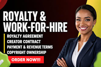 draft royalty and work for hire agreements for creatives and businesses